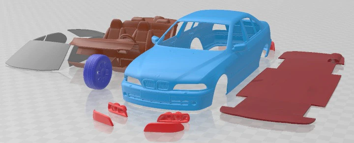 5 Series E39 Sedan 2001 Printable Car 3D Print Model .c4d .max .obj .3ds .fbx .stl .blend