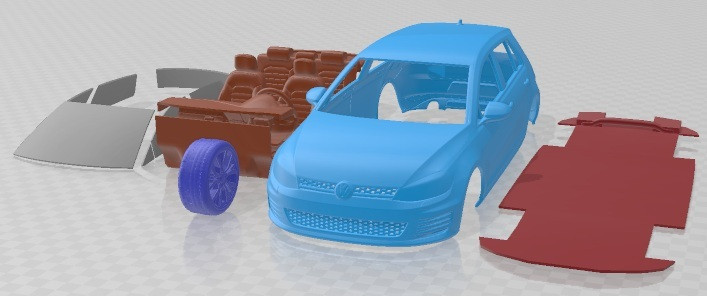 Volkswagen Golf GTI Mk7 Printable Car 3D Print Model .c4d .max .obj .3ds .fbx .stl .blend 
