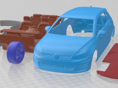 Volkswagen Golf GTI Mk7 Yazdırılabilir Araba 3D Baskı Modeli