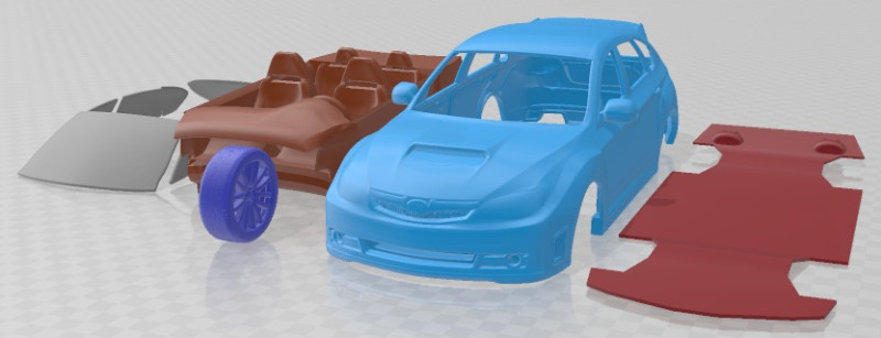 Subaru Impreza WRX STI 2010 Printable Car Modello di stampa 3D .c4d .max .obj .3ds .fbx .stl .blend