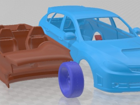 Subaru Impreza WRX STI 2010 Printable Car Modello di stampa 3D