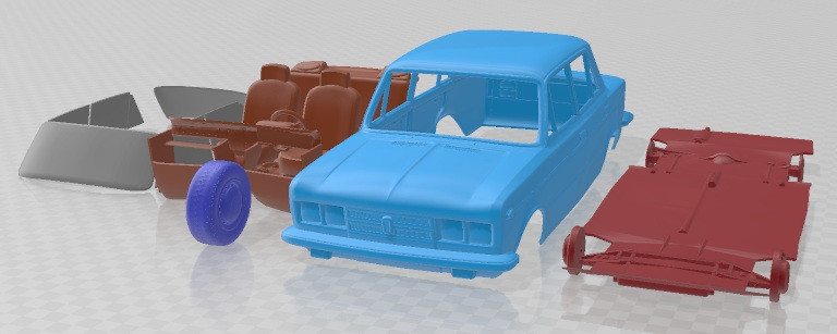 Fiat 125 1967 Printable Car 3D प्रिंट मॉडल .c4d .max .obj .3ds .fbx .stl .blend