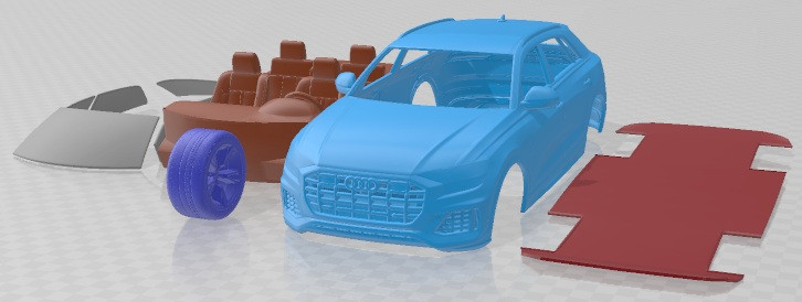 Audi Q8 55 TFSI Quattro 2018 Printable Car 3D Print Model .c4d .max .obj .3ds .fbx .stl .blend