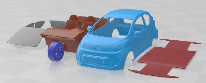 Citroen C1 2013 Printable Car 3D Print Model .c4d .max .obj .3ds .fbx .stl .blend 