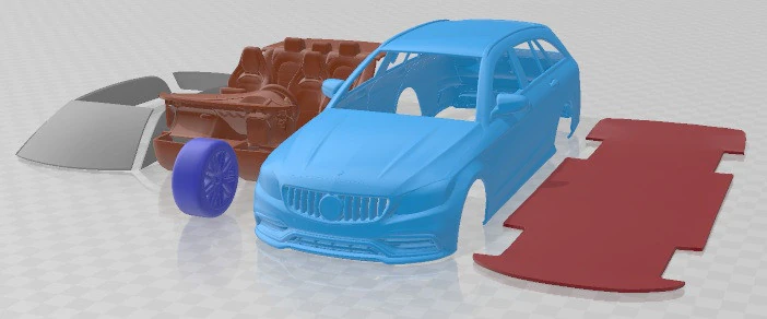 Mercedes Benz C63 AMG Estate 2019 Printable Car 3D Print Model .c4d .max .obj .3ds .fbx .stl .blend