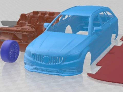 Coche imprimible Mercedes Benz C63 AMG Estate 2019 Modelo de impresión 3D
