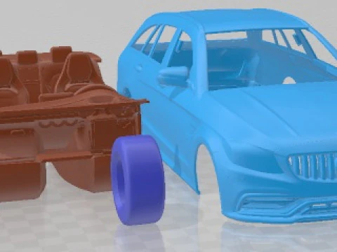 Mercedes Benz C63 AMG Estate 2019 Printable Car 3D Print Model