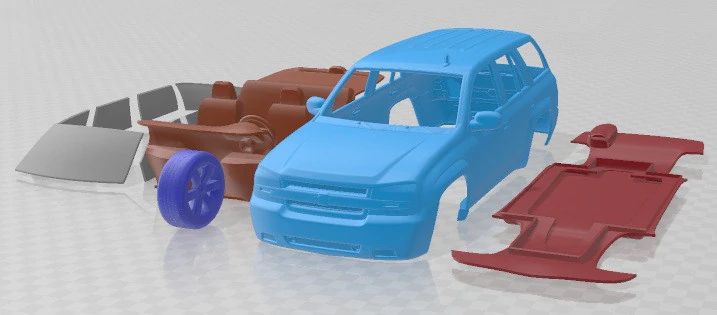 Chevrolet Trailblazer SS 2002 Printable Car 3D Print Model .c4d .max .obj .3ds .fbx .stl .blend 