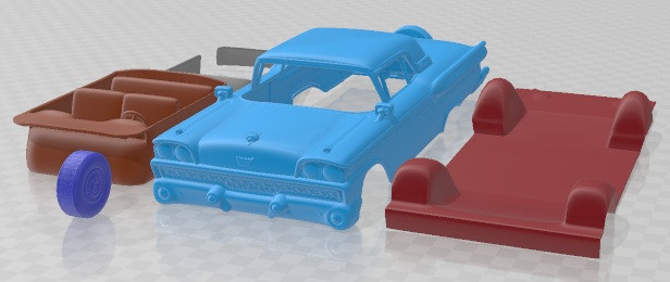 Samochód do druku Fairlane 500 Galaxie Skyliner 1959 Model do druku 3D .c4d .max .obj .3ds .fbx .stl .blend