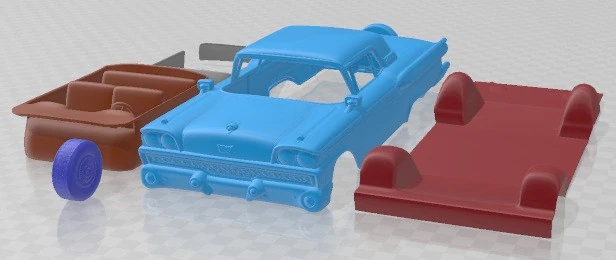 Fairlane 500 Galaxie Skyliner 1959 Printable Car 3D Print Model .c4d .max .obj .3ds .fbx .stl .blend 