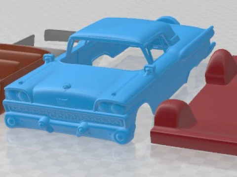 Carro para impress&atilde;o Fairlane 500 Galaxie Skyliner 1959 Modelo de Impressão 3D