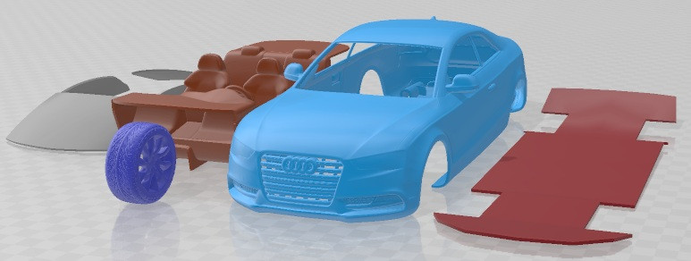 Audi A5 Coupe 2012 Printable Car 3D Print Model .c4d .max .obj .3ds .fbx .stl .blend 