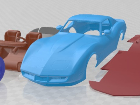 Coche Imprimible Chevrolet Corvette Stingray C3 1980 Modelo de impresión 3D