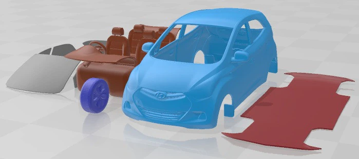 Hyundai EON 2011 Printable Car in separate parts 3D Print Model .c4d .max .obj .3ds .fbx .stl .blend 