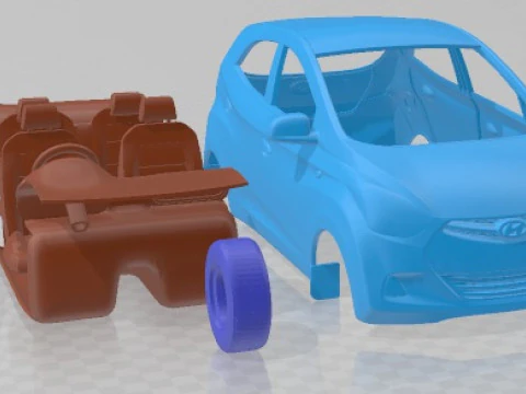 Hyundai EON 2011 Printable Car in separate parts 3D Print Model