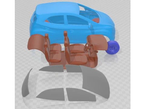 Hyundai EON 2011 Printable Car in separate parts 3D Print Model