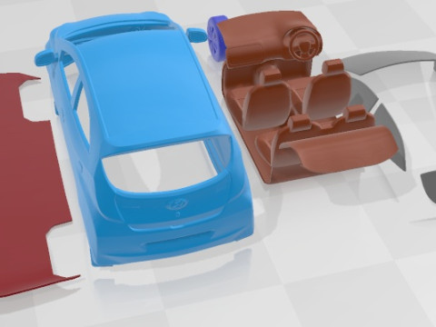 现代 EON 2011 可打印汽车的独立部件 3D 打印模型