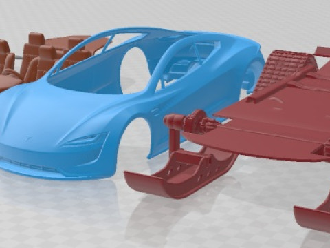 Mobil Cetak Tesla Roadster SKI 2018 Model Cetak 3D