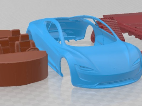 Tesla Roadster SKI 2018 Printable Car 3D Print Model