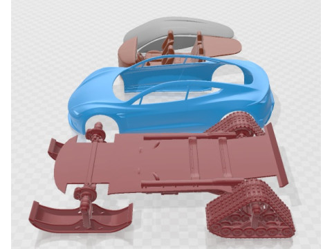 Tesla Roadster SKI 2018 Printable Car 3D Print Model