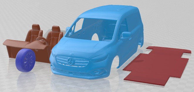 Mercedes Benz Citan 2022 Printable Van 3D Print Model .c4d .max .obj .3ds .fbx .stl .blend 