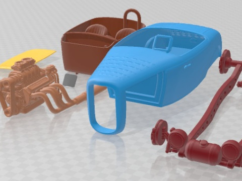 Распечатанный автомобиль Hot Rod Salt Lake Racer 1932 года в отдельных частях 3D Принт Модель