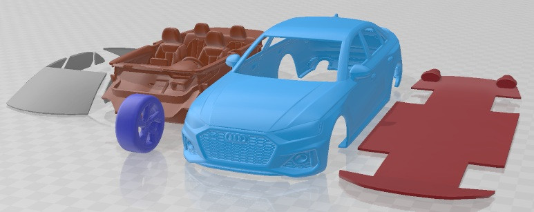 Audi RS4 Sedan 2020 Yazdırılabilir Araba 3D Baskı Modeli .c4d .max .obj .3ds .fbx .stl .blend 