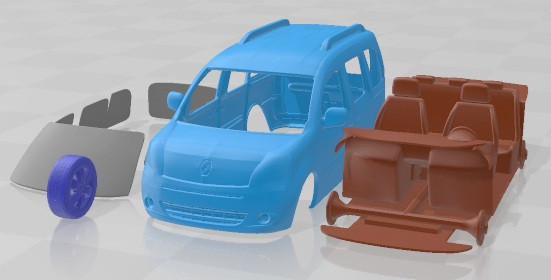 Renault Kangoo 2010 Druckbares Auto 3D Druckmodell .c4d .max .obj .3ds .fbx .stl .blend 