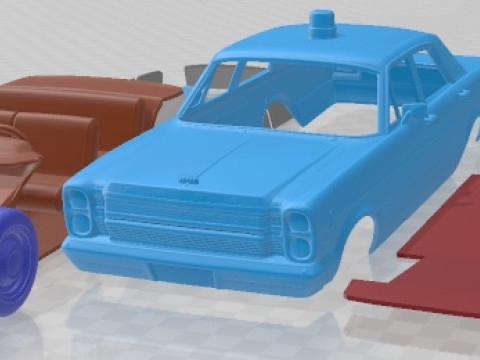 Galaxie 500 Berline Police 1966 Voiture imprimable Modèles 3D en vedette