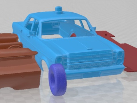 Coche imprimible Galaxie 500 Sedan Police 1966 Modelo de impresión 3D