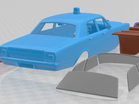 Coche imprimible Galaxie 500 Sedan Police 1966 Modelo de impresión 3D