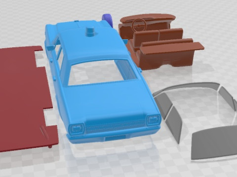 Coche imprimible Galaxie 500 Sedan Police 1966 Modelo de impresión 3D