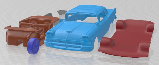 Coche imprimible Fairlane 500 Sunliner 1958 Modelo de impresión 3D .c4d .max .obj .3ds .fbx .stl .blend
