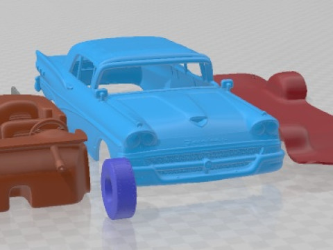 Coche imprimible Fairlane 500 Sunliner 1958 Modelo de impresión 3D