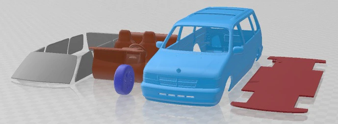 Dodge Caravan 1990 Printable Car 3D Print Model .c4d .max .obj .3ds .fbx .stl .blend 