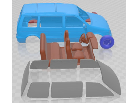 Dodge Caravan 1990 Printable Car 3D Print Model