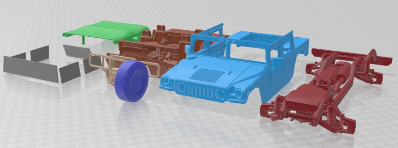 Hummer H1 1992 Printable Car 3D Print Model .c4d .max .obj .3ds .fbx .stl .blend 