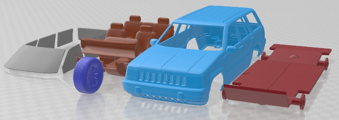 Jeep Grand Cherokee Limited 1993 Printable Car 3D Print Model .c4d .max .obj .3ds .fbx .stl .blend 