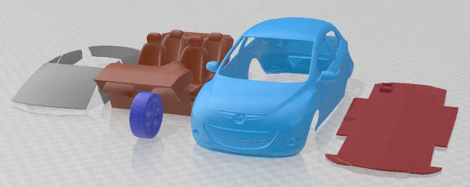 Mazda 2 2011 Printable Car 3D Print Model .c4d .max .obj .3ds .fbx .stl .blend