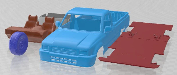 Toyota Hilux 1988 Printable Car 3D Print Model .c4d .max .obj .3ds .fbx .stl .blend 