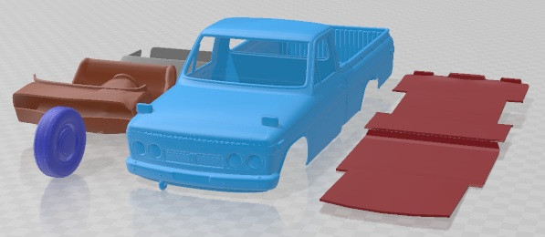 丰田 Hilux 1968 可打印汽车 3D 打印模型 .c4d .max .obj .3ds .fbx .stl .blend 