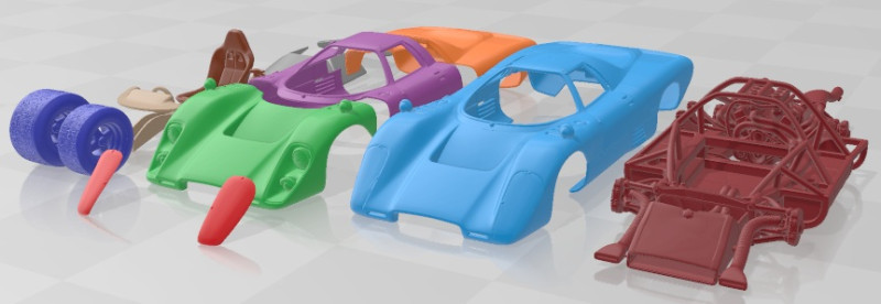 Coche imprimible de carrera del Gran Premio Mclaren M6 GT 1969 Modelo de impresión 3D .c4d .max .obj .3ds .fbx .stl .blend 