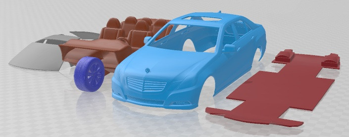 Mercedes Benz E Class 2010 Sedan Printable Car 3D Print Model .c4d .max .obj .3ds .fbx .stl .blend 