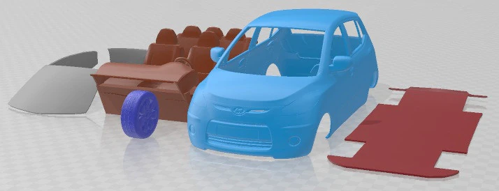 Hyundai i10 2009 Printable Car 3D Print Model .c4d .max .obj .3ds .fbx .stl .blend 