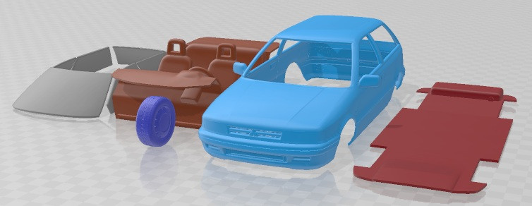 三菱 Colt 1988 可打印汽车 3D 打印模型 .c4d .max .obj .3ds .fbx .stl .blend