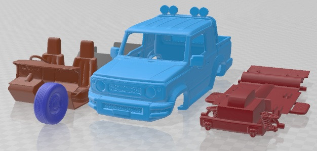 Coche Imprimible Suzuki Jimny Sierra Pickup 2019 Modelo de impresión 3D .c4d .max .obj .3ds .fbx .stl .blend 