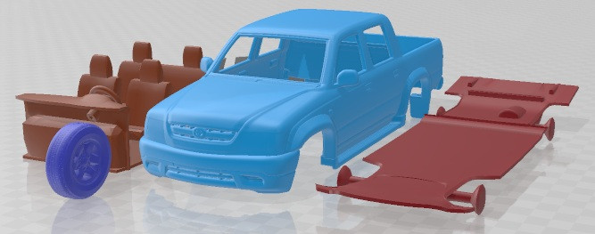 Samochód do wydrukowania Toyota Hilux z podwójną kabiną 2001 Model do druku 3D .c4d .max .obj .3ds .fbx .stl .blend 