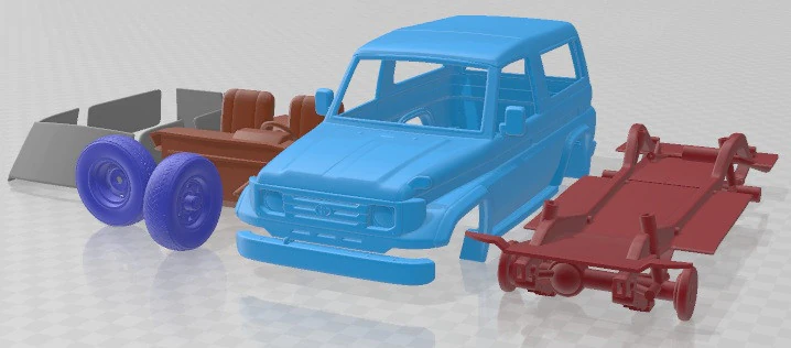Toyota Land Cruiser J70 3 Doors 1990 Printable Car 3D Print Model .c4d .max .obj .3ds .fbx .stl .blend 