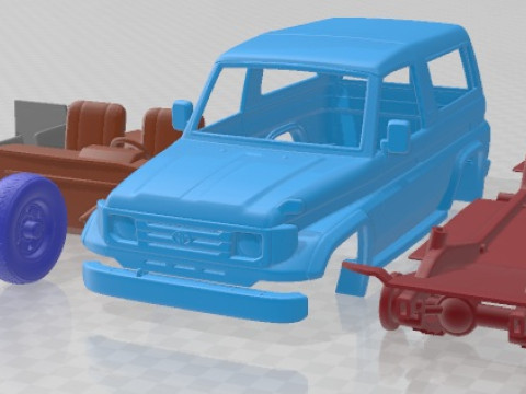 Toyota Land Cruiser J70 3 Doors 1990 Printable Car 3D Print Model