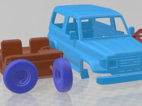 Toyota Land Cruiser J70 3 Doors 1990 Printable Car 3D Print Model